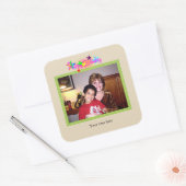 ハッピーバースデーカラフルテンプレート スクエアシール (封筒)