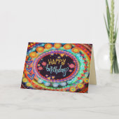 ハッピーバースデーカラフルハートモダンおもしろい カード (正面)