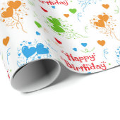 ハッピーバースデーカラフルハート ラッピングペーパー (ロールコーナー)