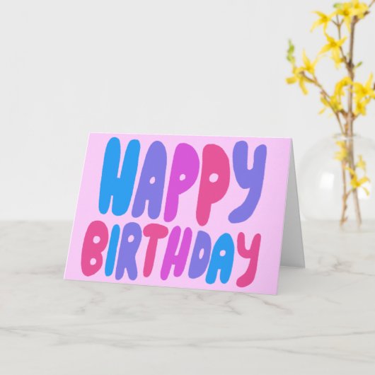 ハッピーバースデーカラフルバブルレターカスタムBday カード (黄色い花)