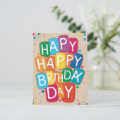 ハッピーバースデーカラフルバブルレターカスタムBday ポストカード (スタンド正面)