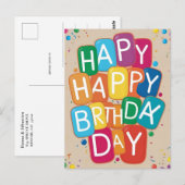 ハッピーバースデーカラフルバブルレターカスタムBday ポストカード (正面/裏面)