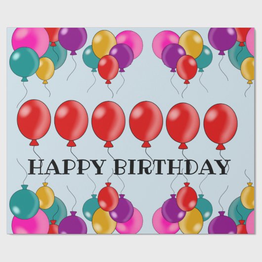 ハッピーバースデーカラフルバルーンかわいい ラッピングペーパー (フラット)