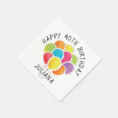 ハッピーバースデーカラフルバルーンの名前の追加 スタンダードカクテルナプキン (角)