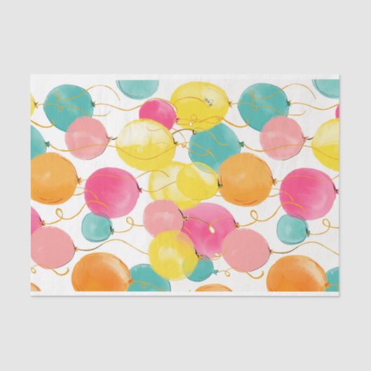 ハッピーバースデーカラフルバルーンティッシュペーパー 薄葉紙 (正面)