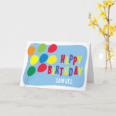 ハッピーバースデーカラフルバルーン少年誕生日 カード (黄色い花)