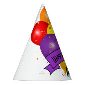 ハッピーバースデーカラフルバルーン束テンプレート パーティーハット (左)