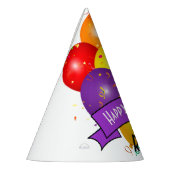 ハッピーバースデーカラフルバルーン束テンプレート パーティーハット (左)