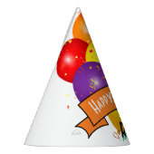 ハッピーバースデーカラフルバルーン束テンプレート パーティーハット (左)