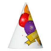 ハッピーバースデーカラフルバルーン束テンプレート パーティーハット (左)