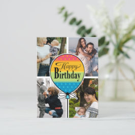 ハッピーバースデーカラフルバルーン4フォトカード ポストカード