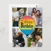 ハッピーバースデーカラフルバルーン4フォトカード ポストカード (正面/裏面)