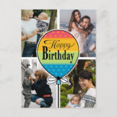 ハッピーバースデーカラフルバルーン4フォトカード ポストカード (正面)