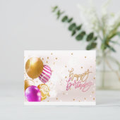 ハッピーバースデーカラフルバルーン ポストカード (スタンド正面)