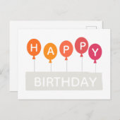 ハッピーバースデーカラフルバルーン ポストカード (正面/裏面)