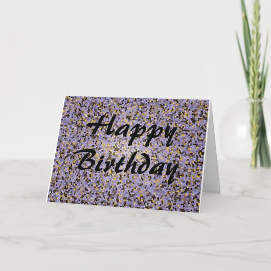 ハッピーバースデーカラフルパープルモザイクフェスティバル カード (正面)