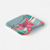 ハッピーバースデーカラフルピンクマグノリア抽象芸術 ペーパープレート (傾斜あり)