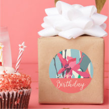 ハッピーバースデーカラフルピンクマグノリア抽象芸術