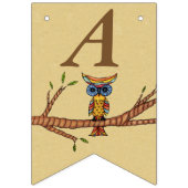 ハッピーバースデーカラフルフクロウオンブランチブラウン バンティングフラッグ (第2の旗)