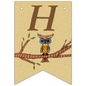 ハッピーバースデーカラフルフクロウオンブランチブラウン バンティングフラッグ (第1の旗)