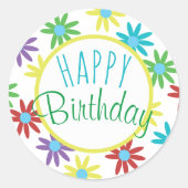 ハッピーバースデーカラフルフローラ ラウンドシール (正面)