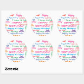 ハッピーバースデーカラフルブライトおもしろいワードクラウド ラウンドシール (シート)