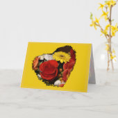 ハッピーバースデーカラフルブーケハート形状 カード (黄色い花)