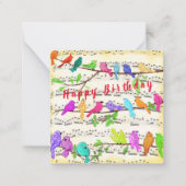 ハッピーバースデーカラフルミュージカル鳥 ノートカード (正面)