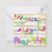 ハッピーバースデーカラフルミュージカル鳥 ノートカード (裏面)