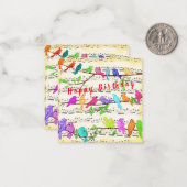 ハッピーバースデーカラフルミュージカル鳥 ノートカード (正面/裏面インサイチュ)