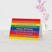 ハッピーバースデーカラフルレインボーストライプズ 箔グリーティングカード (蘭)