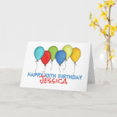 ハッピーバースデーカラフルレインボーバルーン紙吹雪 カード (黄色い花)