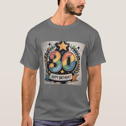 ハッピーバースデーカラフルローレル Tシャツ (正面)