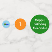 ハッピーバースデーカラフル列車をテーマにした少年 コンフェッティ (裏面)