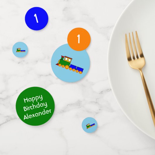 ハッピーバースデーカラフル列車をテーマにした少年 コンフェッティ (グループ)