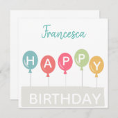 ハッピーバースデーカラフル名前をカスタムする 招待状 (正面/裏面)