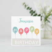ハッピーバースデーカラフル名前をカスタムする 招待状 (スタンド正面)