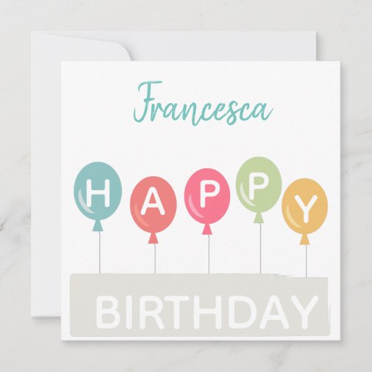 ハッピーバースデーカラフル名前をカスタムする 招待状 (正面)