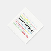ハッピーバースデーカラフル多言語タイポグラフィ スタンダードカクテルナプキン (角)