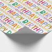 ハッピーバースデーカラフル文字と星模様 ラッピングペーパー (角)