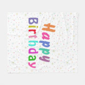 ハッピーバースデーカラフル星と文字 フリースブランケット (正面(横))