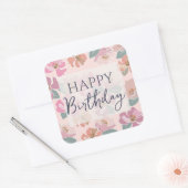 ハッピーバースデーカラフル春の花 スクエアシール (封筒)