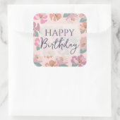 ハッピーバースデーカラフル春の花 スクエアシール (バッグ)