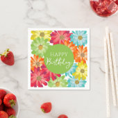 ハッピーバースデーカラフル春の花 スタンダードカクテルナプキン (インサイチュ)