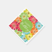 ハッピーバースデーカラフル春の花 スタンダードカクテルナプキン (角)