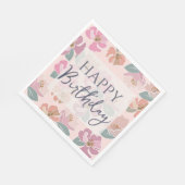 ハッピーバースデーカラフル春の花 スタンダードランチョンナプキン (角)