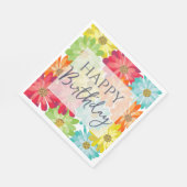 ハッピーバースデーカラフル春の花 スタンダードランチョンナプキン (角)