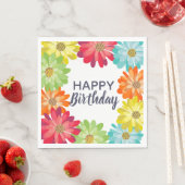 ハッピーバースデーカラフル春の花 スタンダードランチョンナプキン (インサイチュ)