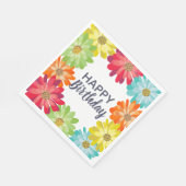 ハッピーバースデーカラフル春の花 スタンダードランチョンナプキン (角)