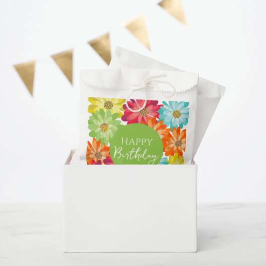 ハッピーバースデーカラフル春の花 フェイバーバッグ (パーティー)